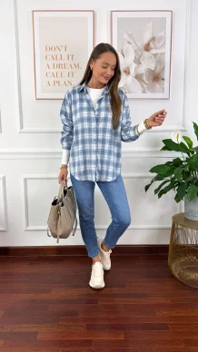 Koszula w kratę Silvia błękitna