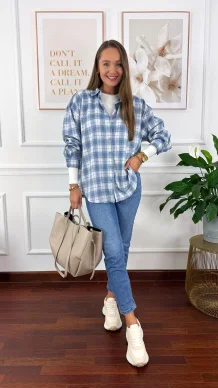 Koszula w kratę Silvia błękitna