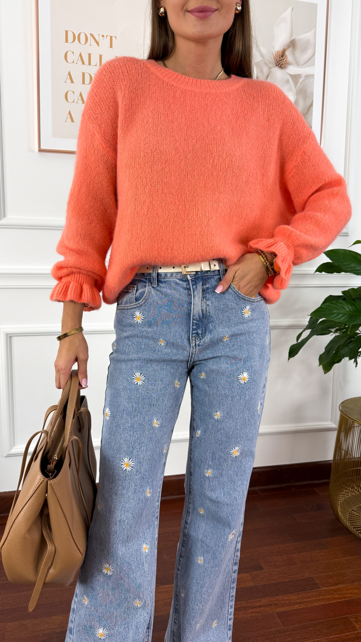 Sweter z wełną Lumen pomarańczowy