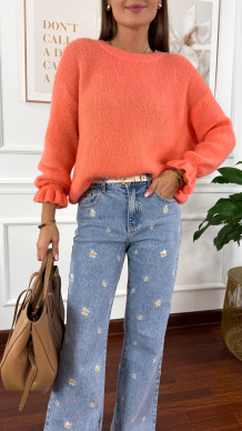 Sweter z wełną Lumen pomarańczowy