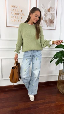 Sweter z wełną Lumen zielony