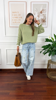 Sweter z wełną Lumen zielony