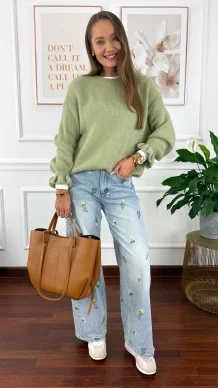 Sweter z wełną Lumen zielony