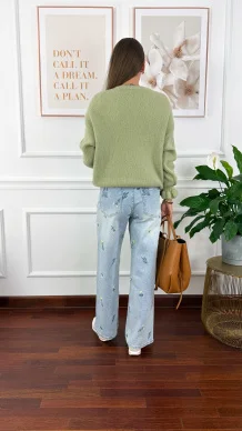 Sweter z wełną Lumen zielony