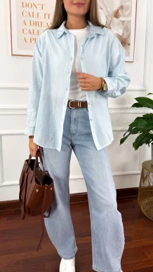 Bawełniana koszula Sansa błękitna