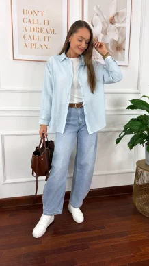 Bawełniana koszula Sansa błękitna