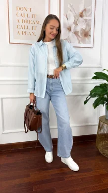 Bawełniana koszula Sansa błękitna