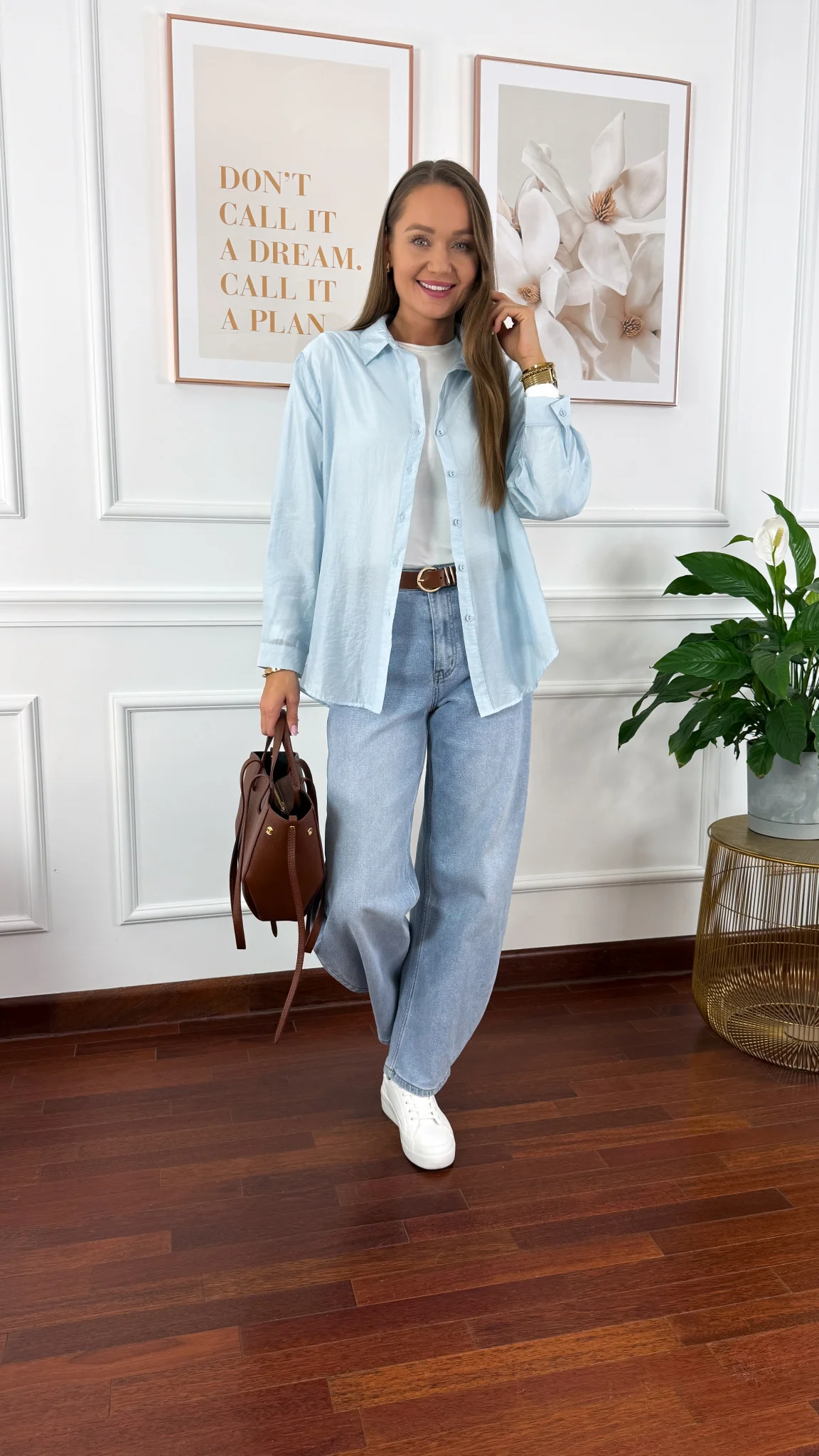 Bawełniana koszula Sansa błękitna