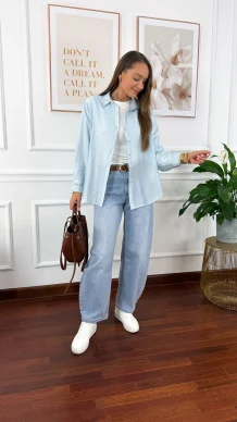 Bawełniana koszula Sansa błękitna