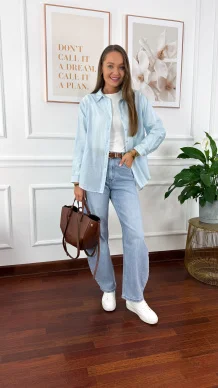 Bawełniana koszula Sansa błękitna