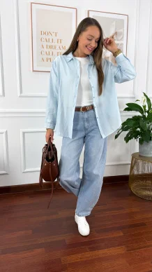 Bawełniana koszula Sansa błękitna