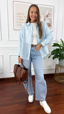 Bawełniana koszula Sansa błękitna