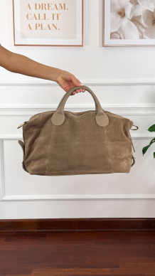 Skórzana zamszowa torebka Rina beżowa