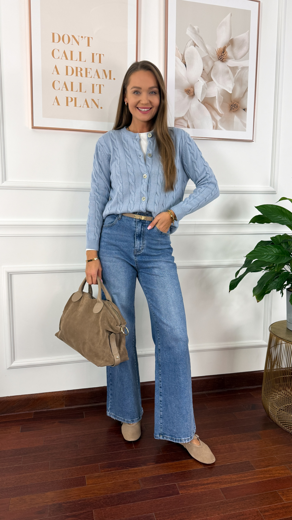 Bawełniany pleciony kardigan Flurry niebieski