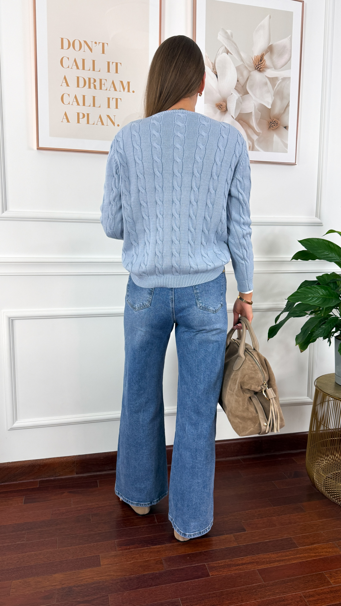 Bawełniany pleciony kardigan Flurry niebieski