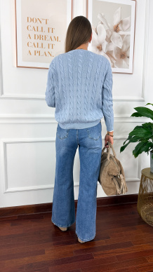 Bawełniany pleciony kardigan Flurry niebieski