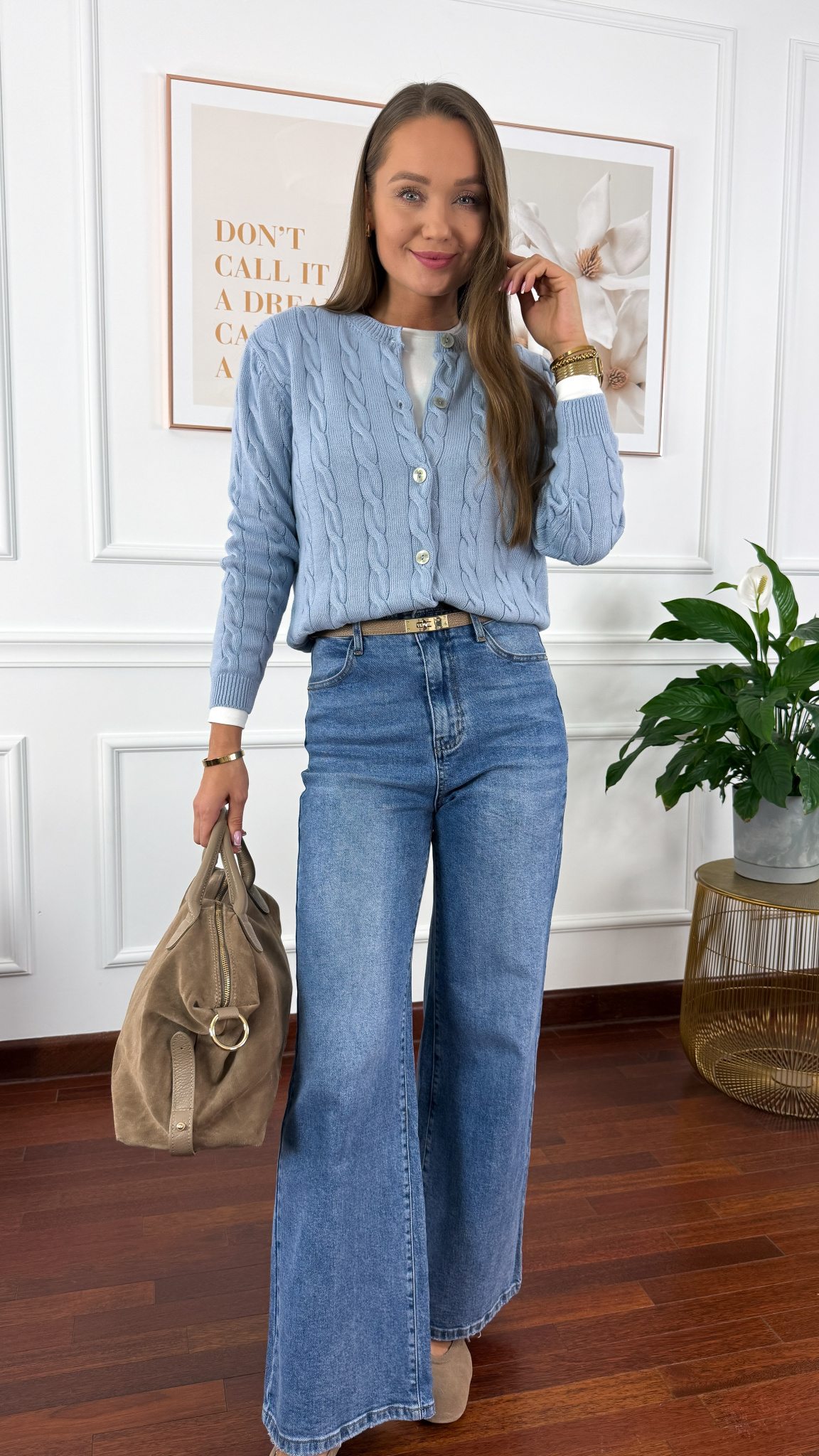 Bawełniany pleciony kardigan Flurry niebieski