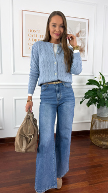 Bawełniany pleciony kardigan Flurry niebieski