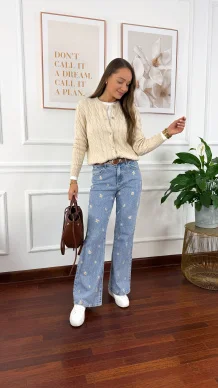 Bawełniany pleciony kardigan Flurry beżowy