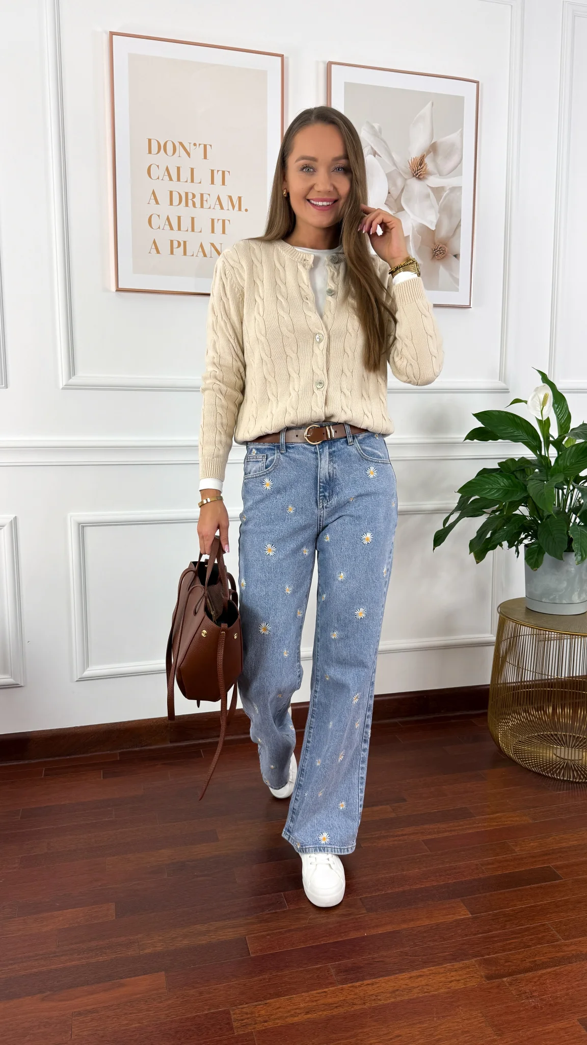 Bawełniany pleciony kardigan Flurry beżowy