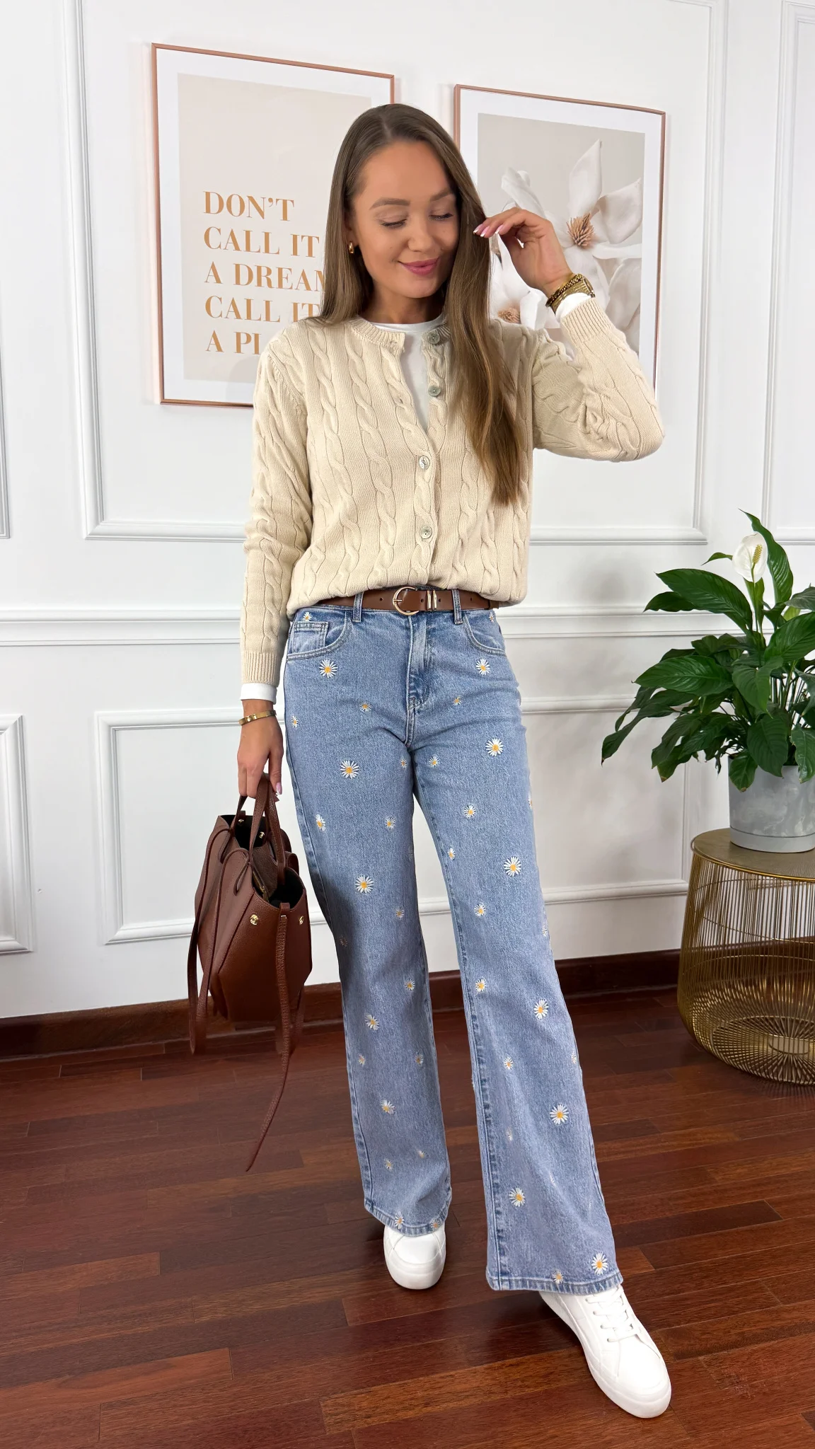 Bawełniany pleciony kardigan Flurry beżowy