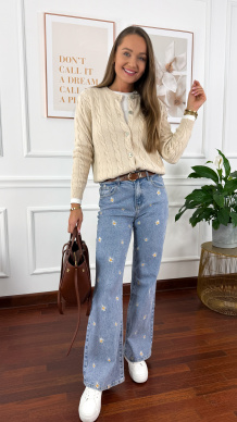 Bawełniany pleciony kardigan Flurry beżowy