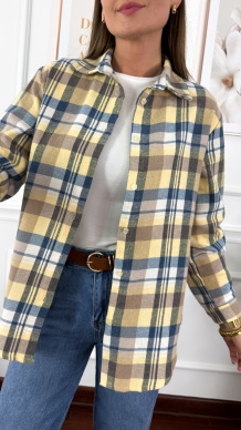 Koszula w kratę Grina niebiesko-żółta