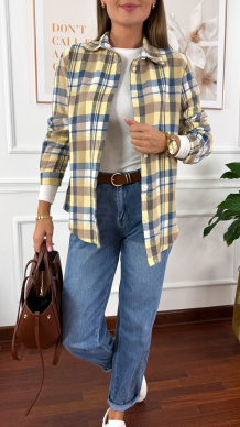 Koszula w kratę Grina niebiesko-żółta