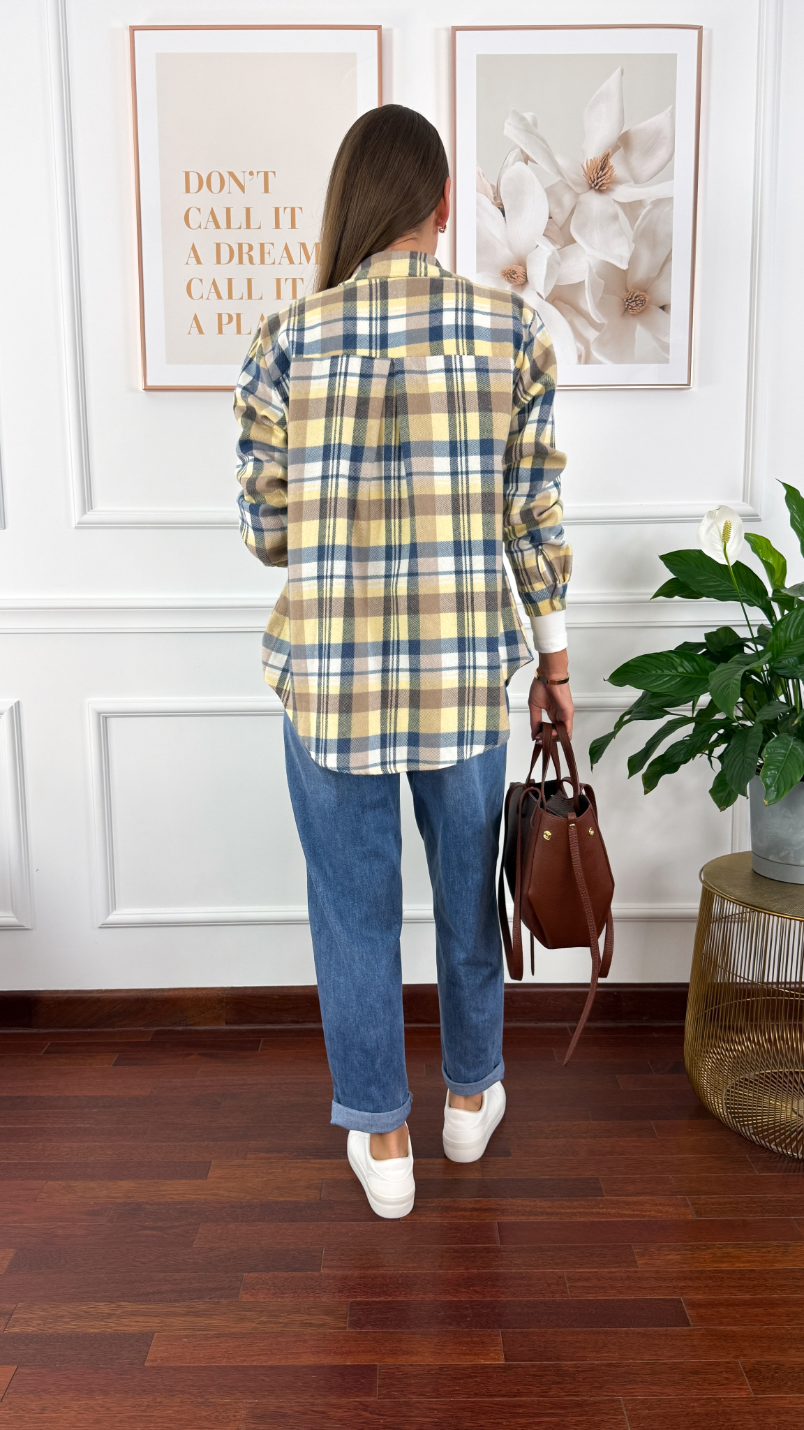 Koszula w kratę Grina niebiesko-żółta