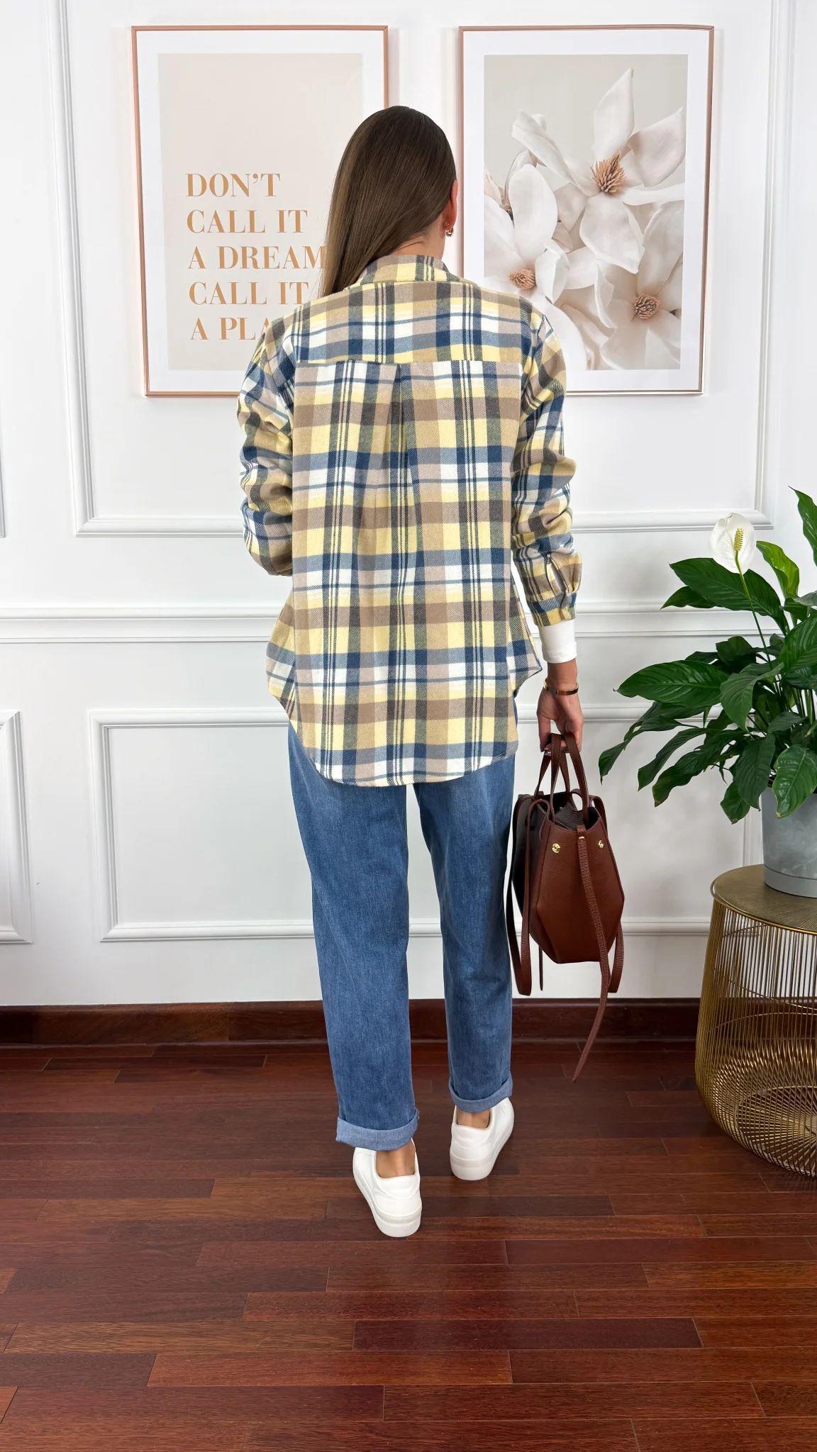 Koszula w kratę Grina niebiesko-żółta