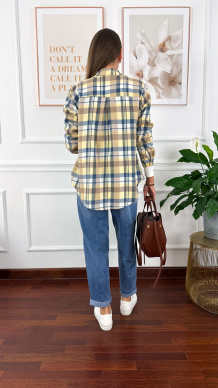 Koszula w kratę Grina niebiesko-żółta