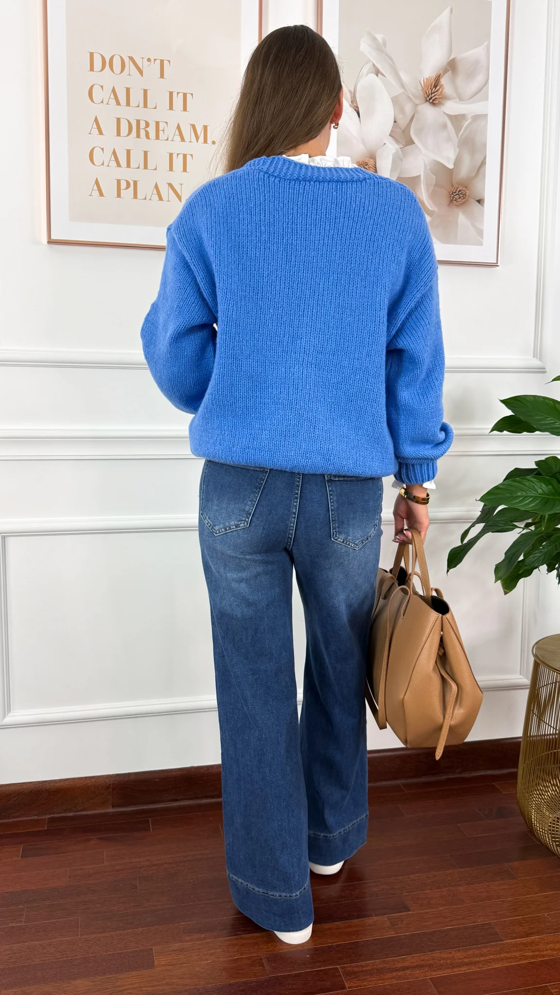 Sweter 3d Saria stokrotki niebieski