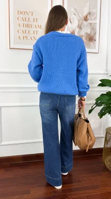 Sweter 3d Saria stokrotki niebieski