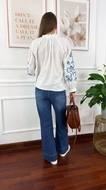 Bawełniana koszula Clara Boho biała