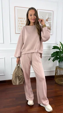 Wiskozowy komplet dresowy Adel pudrowy róż