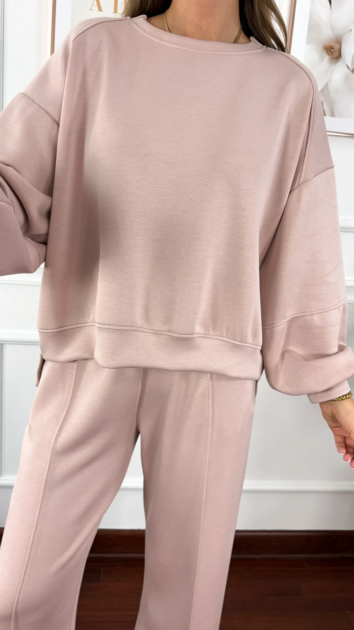 Wiskozowy komplet dresowy Adel pudrowy róż