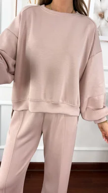 Wiskozowy komplet dresowy Adel pudrowy róż
