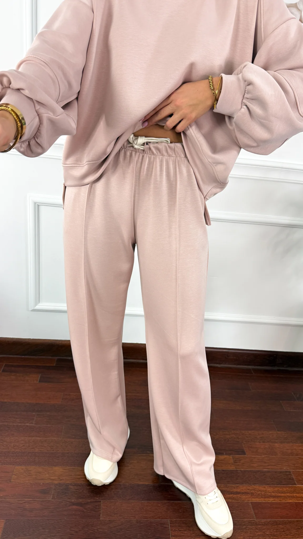 Wiskozowy komplet dresowy Adel pudrowy róż