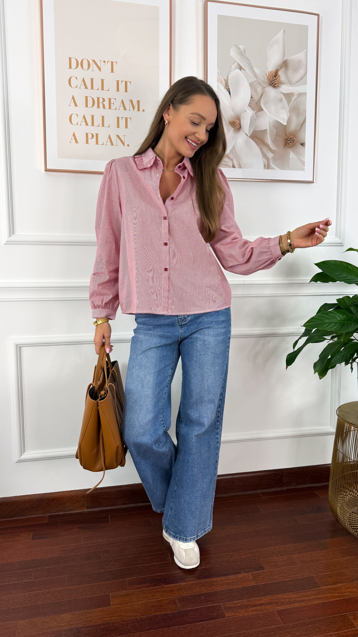 Bawełniana koszula Katia paski czerwone-białe