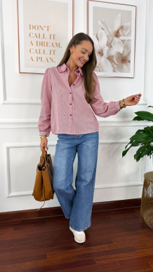 Bawełniana koszula Katia paski czerwone-białe