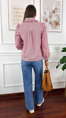 Bawełniana koszula Katia paski czerwone-białe