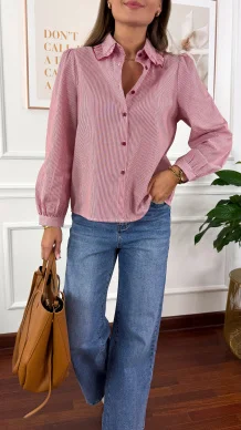 Bawełniana koszula Katia paski czerwone-białe