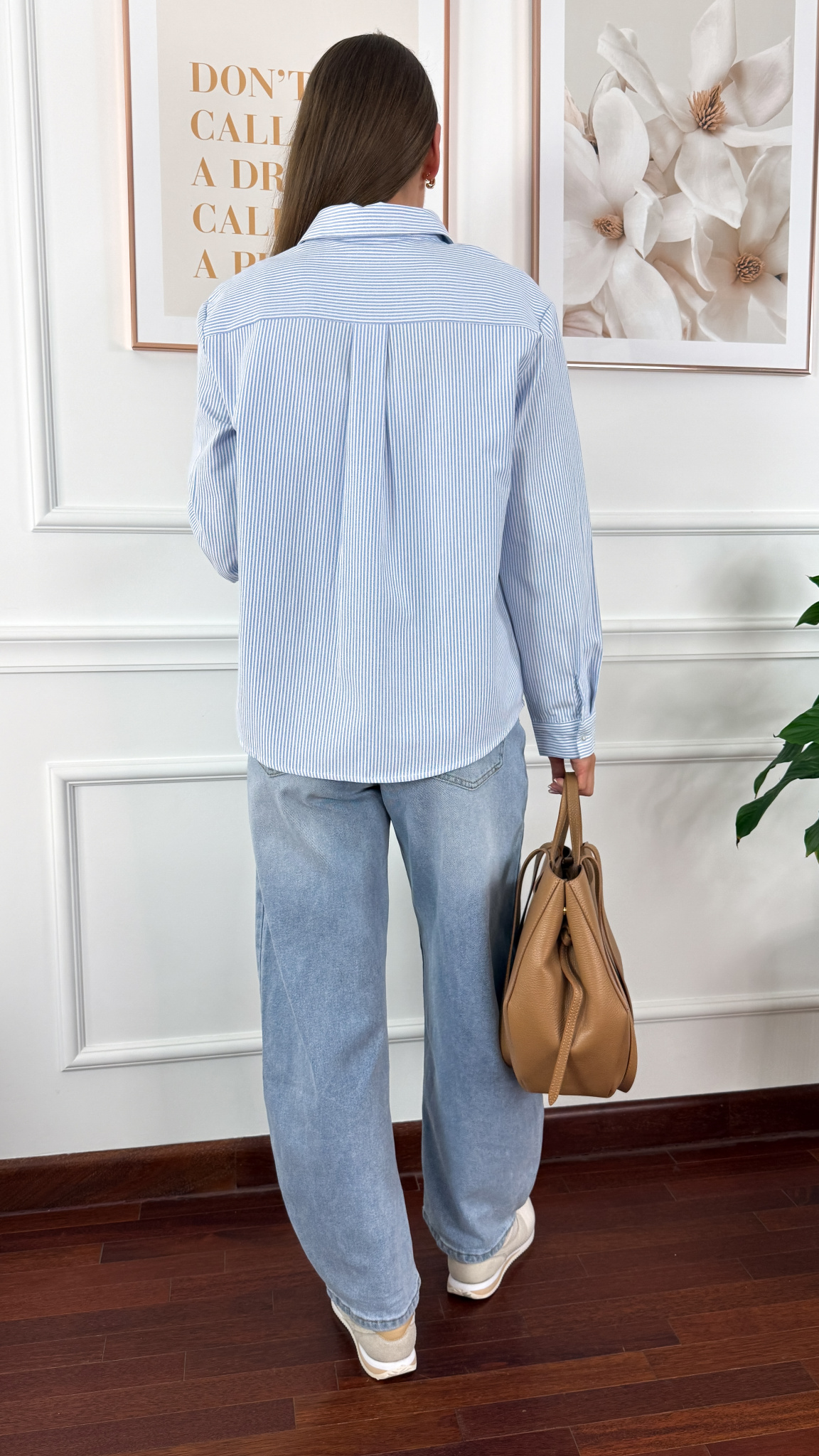 Bawełniana koszula Toris paski biało-niebieskie