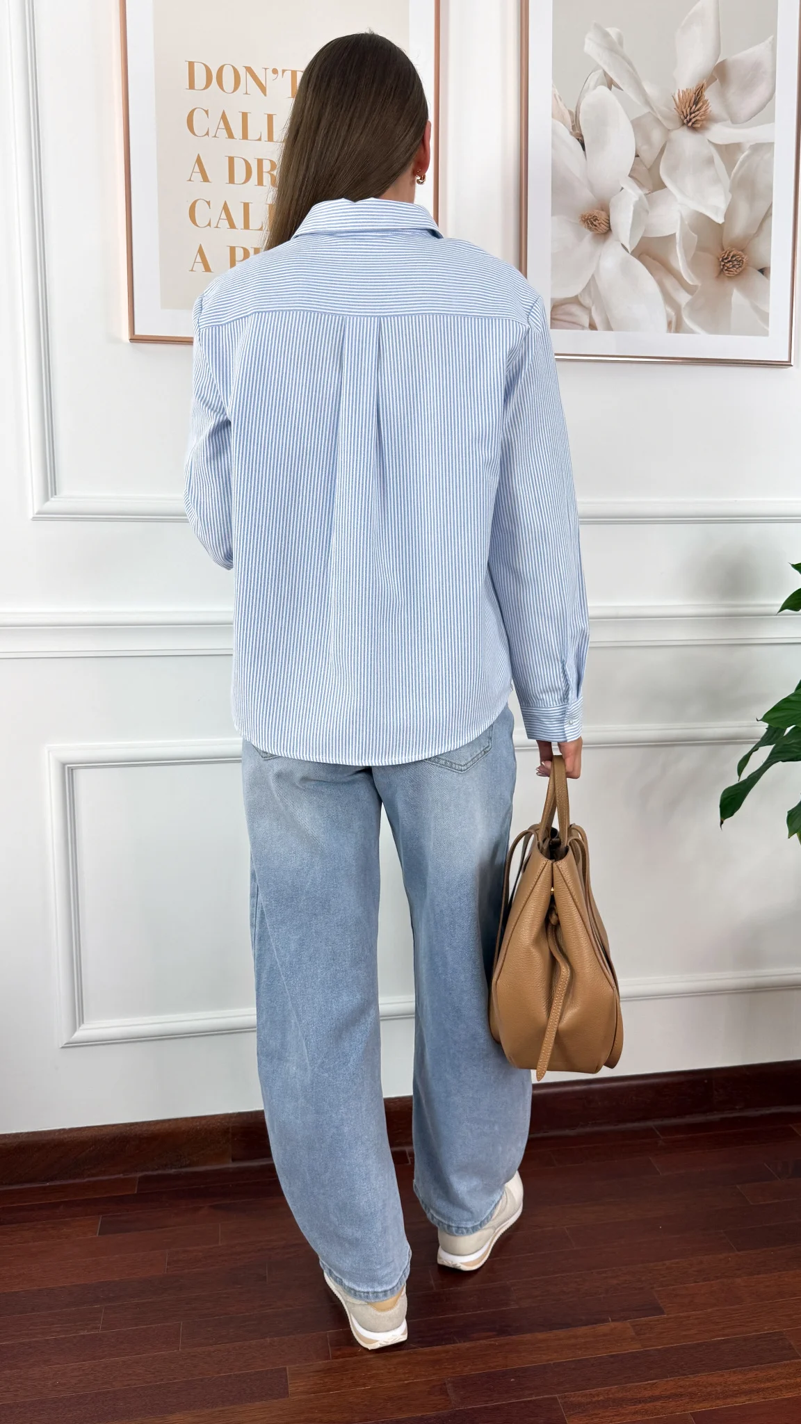 Bawełniana koszula Toris paski biało-niebieskie