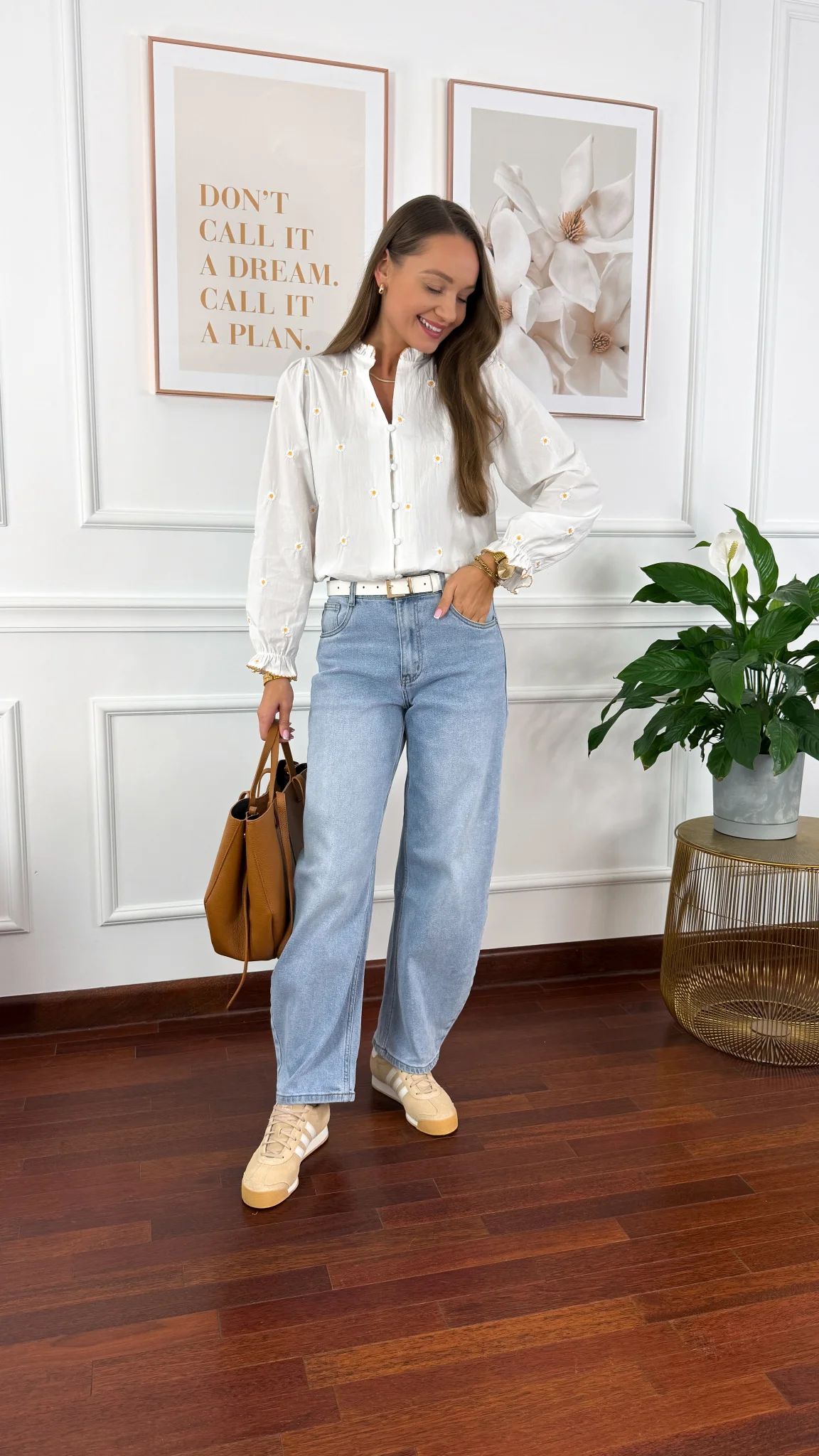 Bawełniana koszula w stokrotki Claudia biała