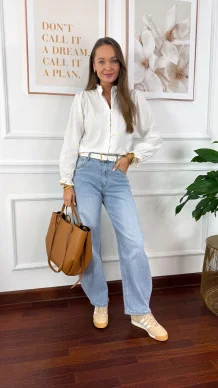 Bawełniana koszula w stokrotki Claudia biała