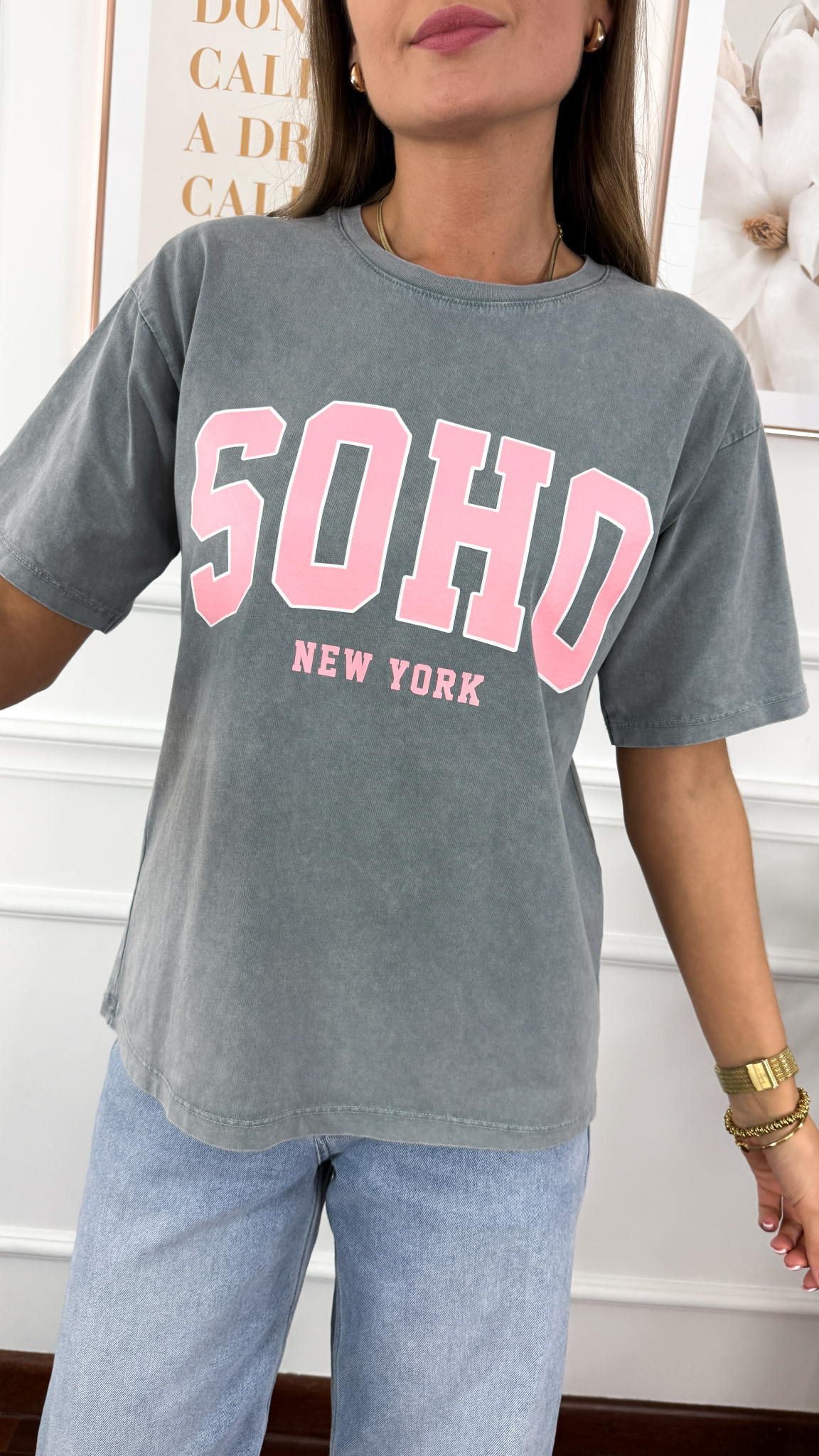 Bawełniana t-shirt Soho szary