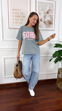 Bawełniana t-shirt Soho szary