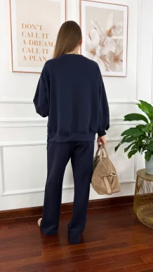 Wiskozowy komplet dresowy Adel granatowy