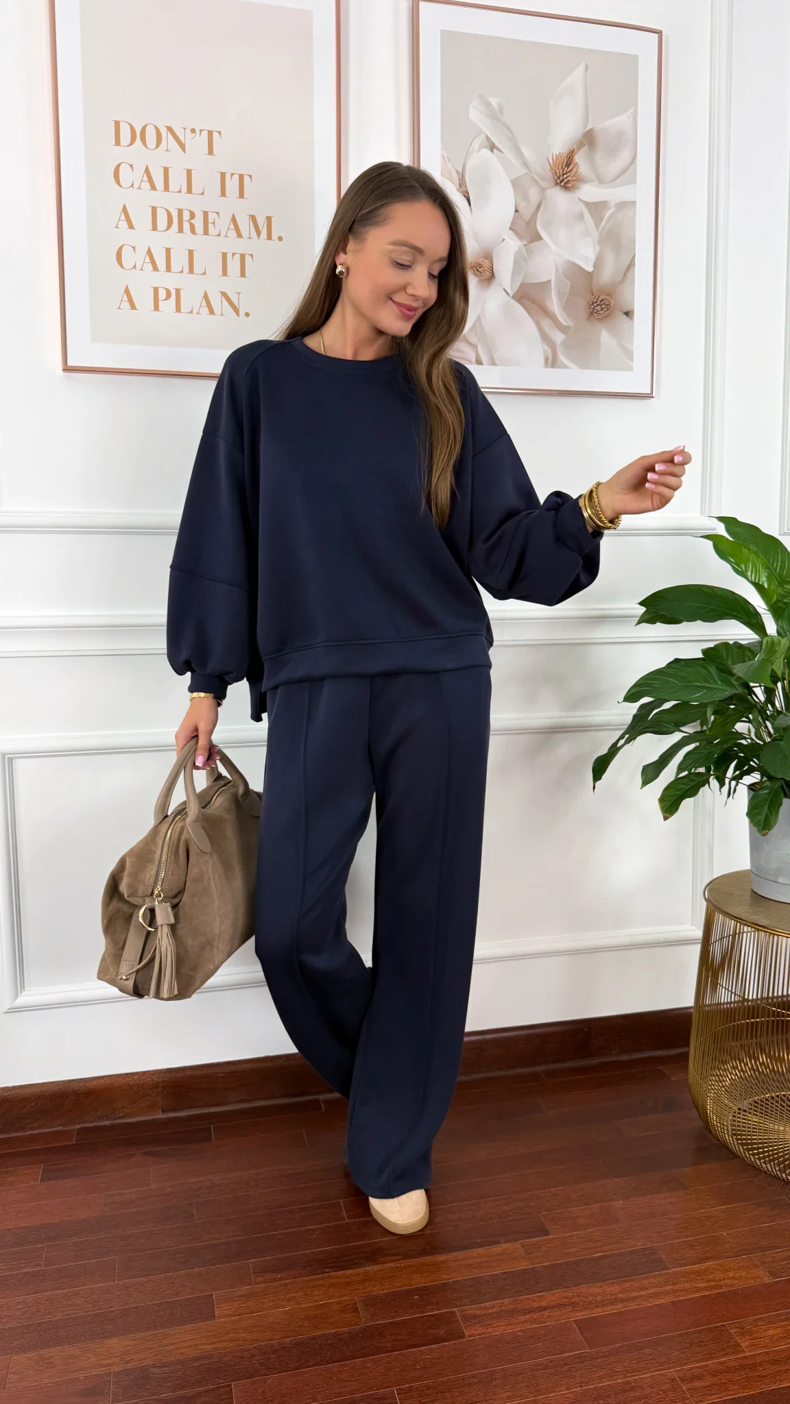 Wiskozowy komplet dresowy Adel granatowy